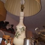 Vintage Lamp w/ Rose Buds and Greenery