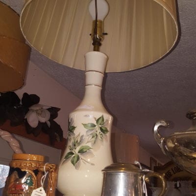 Vintage Lamp w/ Rose Buds and Greenery