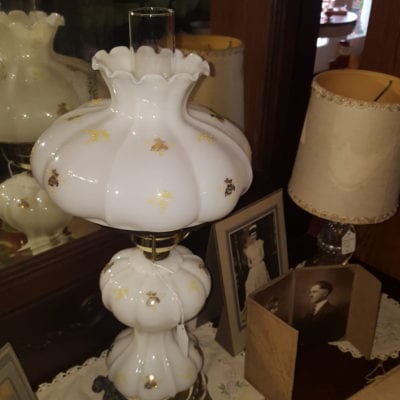 Milk Glass Parlor Vintage Lamp