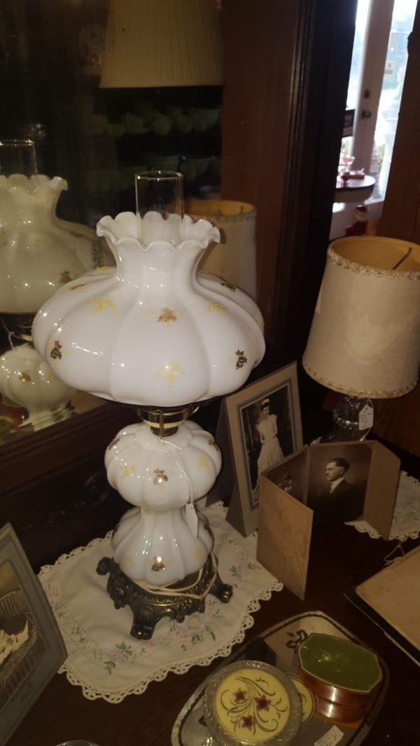 Milk Glass Parlor Vintage Lamp