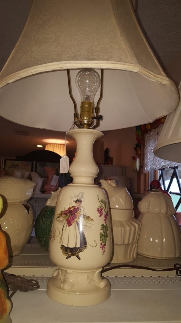 Vintage Lamp w/ Lady and Grapes