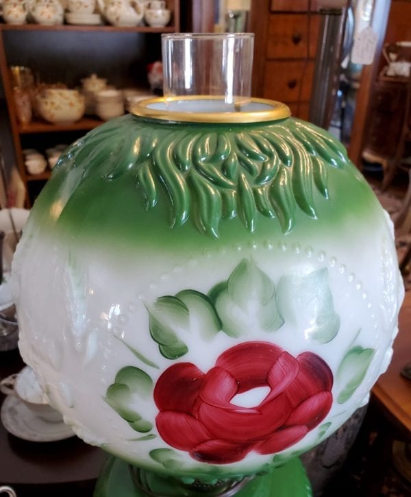 GWTW Lamp Green w/ Roses - Image 3