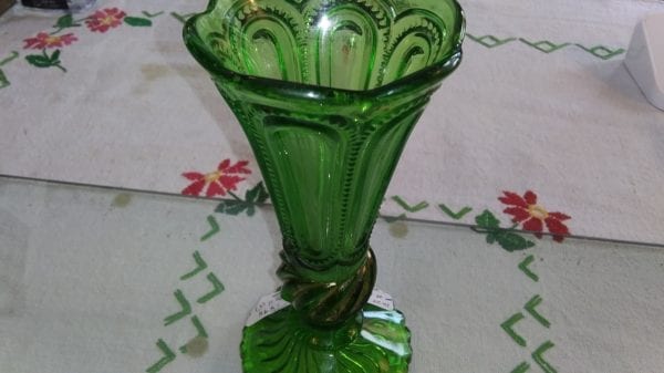 U.S. Antique Green Glass Vase - Image 2