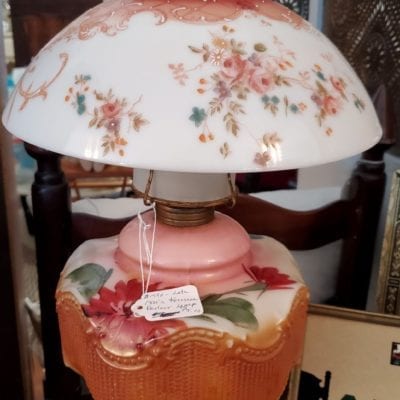 Hand Painted Parlor 1800's Oil Lamp
