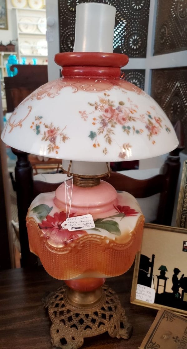 Hand Painted Parlor 1800's Oil Lamp
