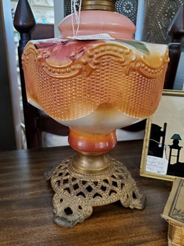 Hand Painted Parlor 1800's Oil Lamp - Image 2