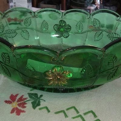 Antique Green Glass Bowl