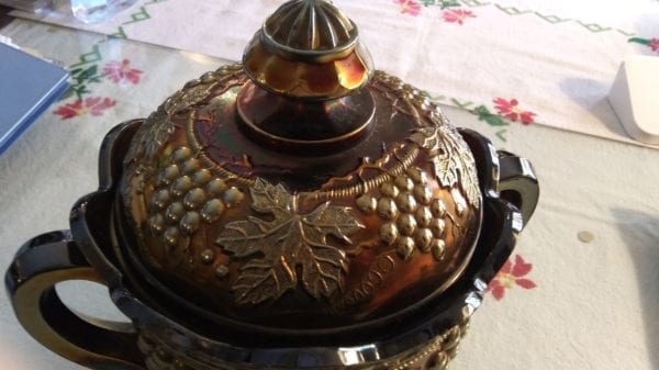 Carnival Glass Cracker Jar and Lid - Image 3