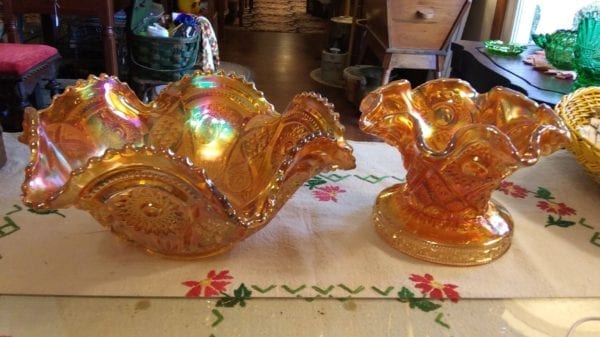 Imperial Carnival Glass Bowl with Stand - Image 2