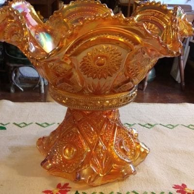 Imperial Carnival Glass Bowl with Stand