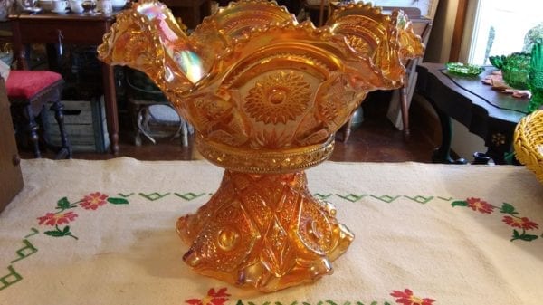 Imperial Carnival Glass Bowl with Stand