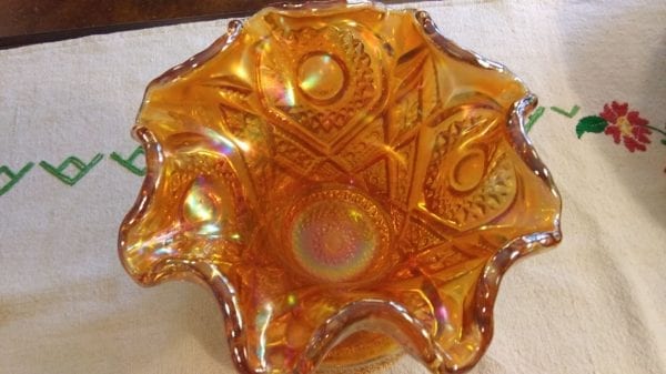 Imperial Carnival Glass Bowl with Stand - Image 6
