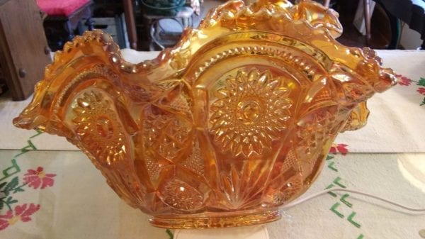 Imperial Carnival Glass Bowl with Stand - Image 9