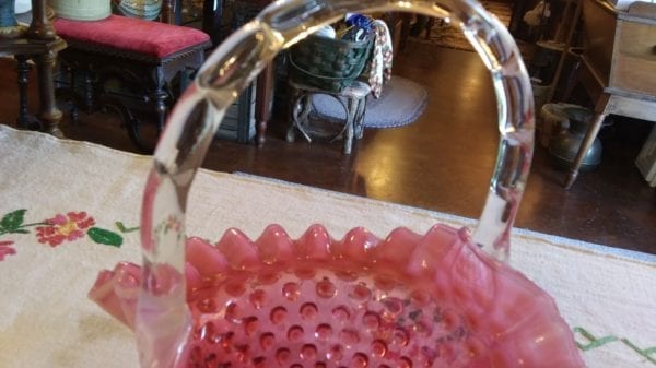 Fenton Opalescent Cranberry Basket - Image 5