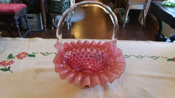 Fenton Opalescent Cranberry Basket - Image 3