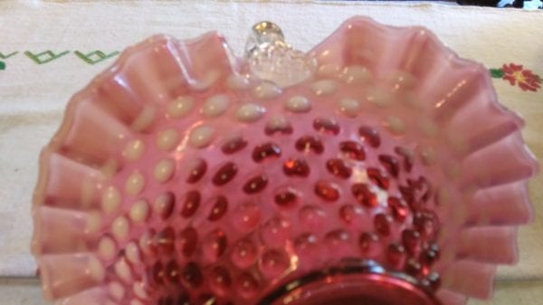 Fenton Opalescent Cranberry Basket - Image 6