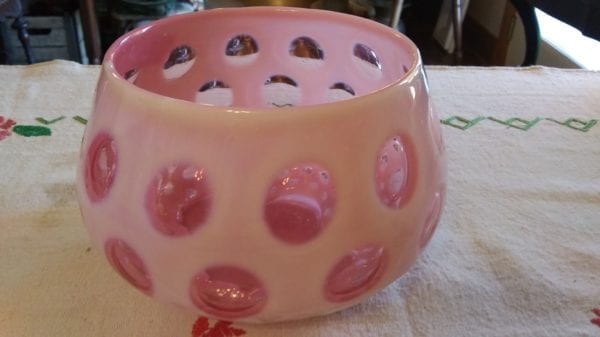 Fenton Cranberry "Coin Dot" Bowl