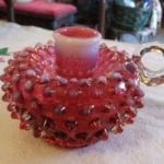 Fenton Cranberry Candle Holder