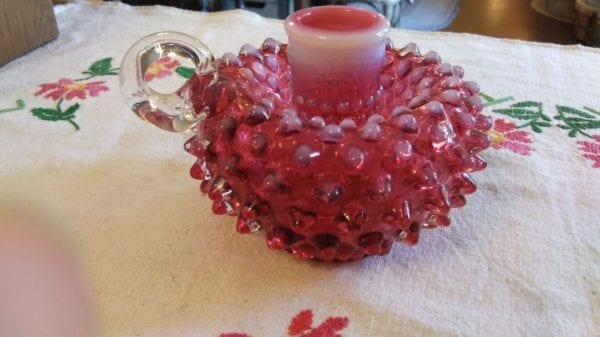 Fenton Cranberry Candle Holder - Image 3