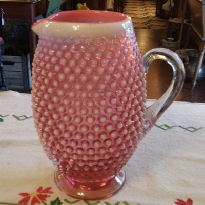 Fenton Cranberry/Opalescent Tankered Pitcher