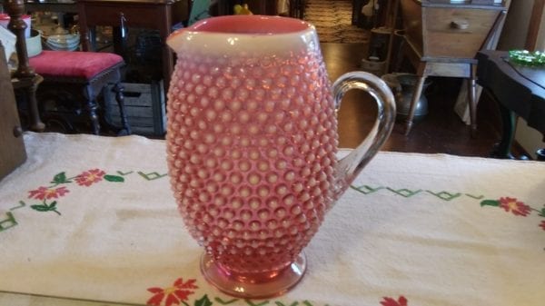Fenton Cranberry/Opalescent Tankered Pitcher