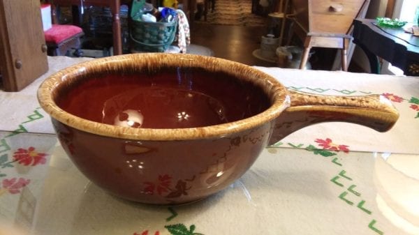 Hull Brown Drip French Handled Casserole Bowl