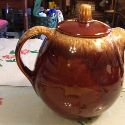 Hull Brown Drip Ball Pitcher with Lid