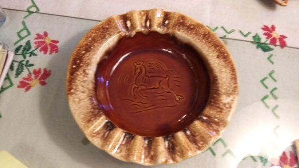 Hull Brown Drip Ashtray with Deer Design