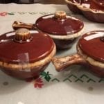 Hull Brown Drip Individual Handled Casserole Bowl w/Lid