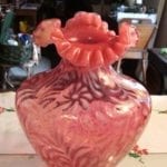 Fenton Cranberry/Opalescent Vase
