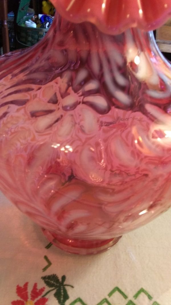 Fenton Cranberry/Opalescent Vase - Image 5