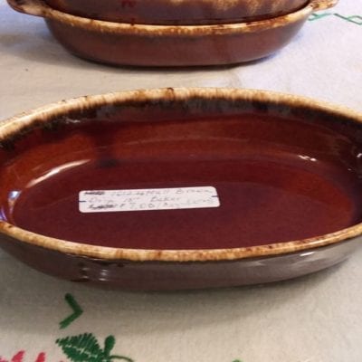 Hull Brown Drip Augratin Casserole Dish (Has Mfg Flaw)