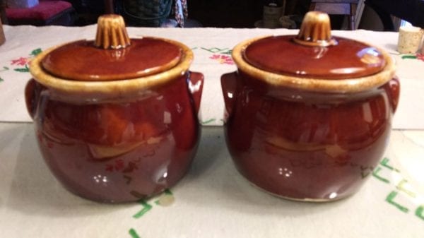 Hull Brown Drip Bean Pots (small) w/Lid - Image 2