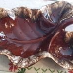 Hull Brown Drip Lg. Leaf Shaped Chip and Dip Bowl
