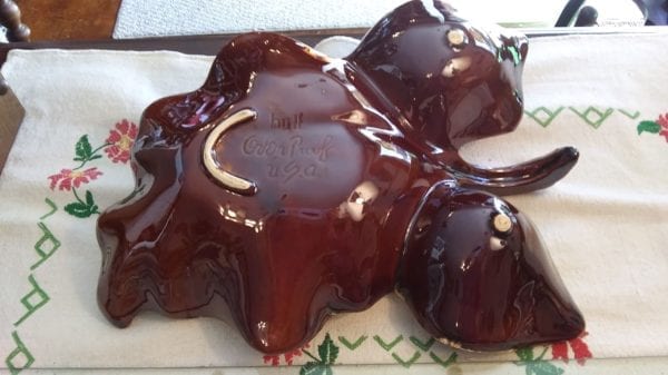 Hull Brown Drip Lg. Leaf Shaped Chip and Dip Bowl - Image 3