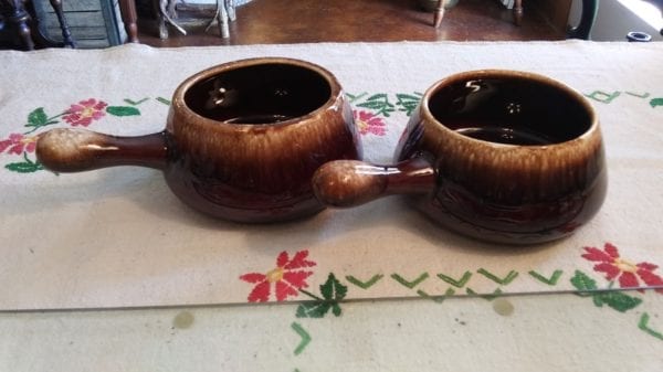 McCoy Brown Drip Soup Bowls w/Handle - Image 2