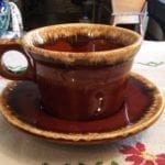 Hull Brown Drip Stackable Mugs and Saucers (set)