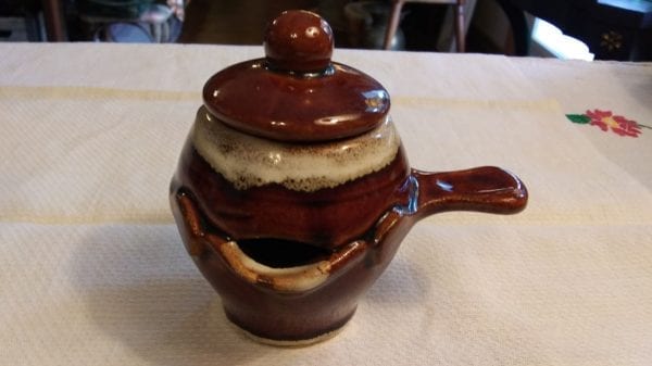 Brown Drip Syrup Jar w/Lid