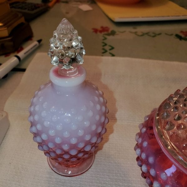 Fenton Opalescent Hobnail Dresser Set - Image 5
