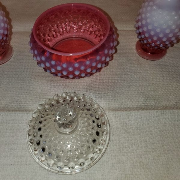 Fenton Opalescent Hobnail Dresser Set - Image 6