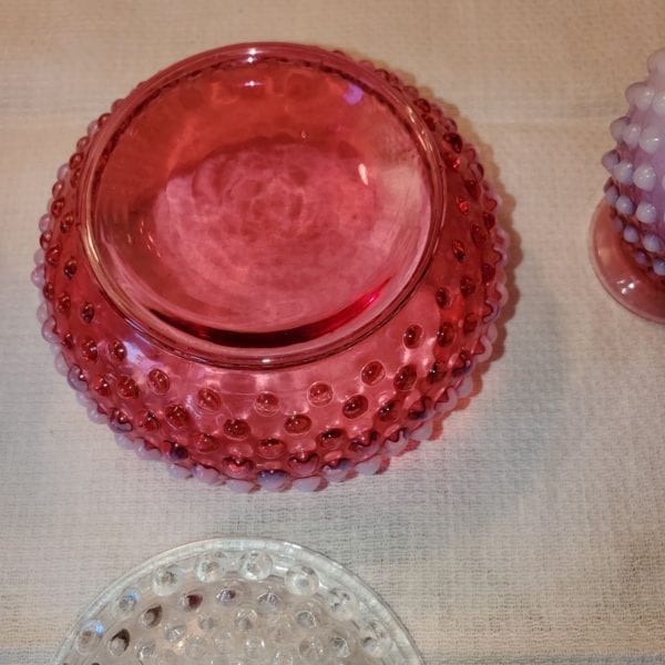 Fenton Opalescent Hobnail Dresser Set - Image 8