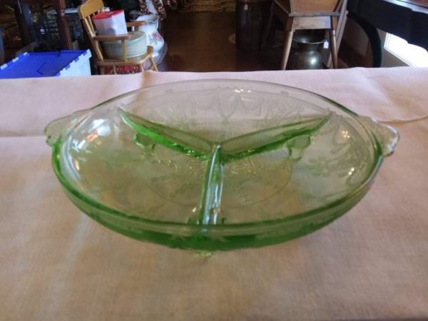 Green Depression Divided Relish Dish - Image 2