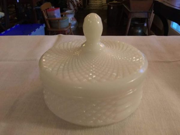Milk Glass "Paneled Grape" Covered Dish