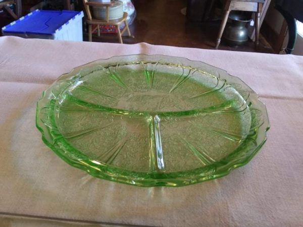 Green Depression Divided Plate