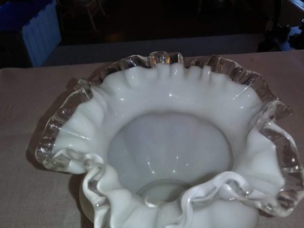 Milk Glass Crimped Vase - Image 2