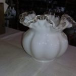 Milk Glass Crimped Vase