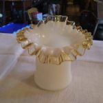 Milk Glass Yellow Crest Vase