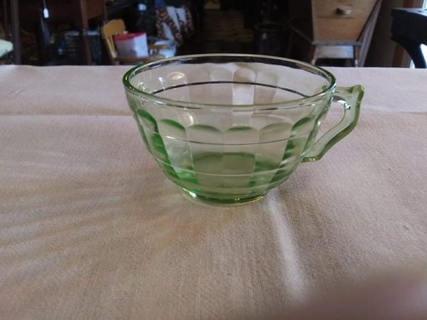 Green Depression Fancy Handle Cup