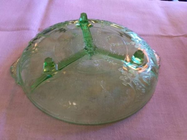 Green Depression Divided Relish Dish - Image 3