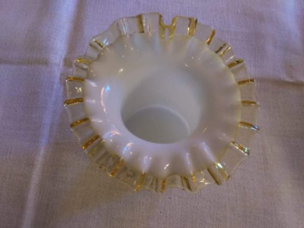 Milk Glass Yellow Crest Vase - Image 3